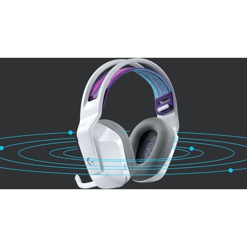 Logitech G733 Lightspeed Wireless RGB Gaming Headset - Stereo - Wireless - 65.6 ft - 5 Kilo Ohm - 20 Hz to 20 kHz - Over-the-head - Binaural - Circumaural - Cardioid, Uni-directional Microphone - White 981-000882 0097855157157