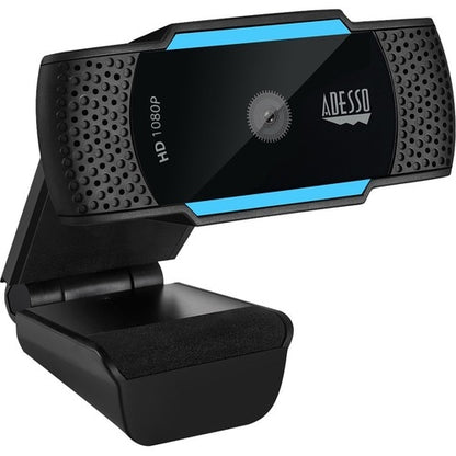 Adesso CyberTrack H5 1080P Webcam - 2.1 Megapixel - 30 fps - USB 2.0 - Auto Focus - Built-In MIC - Tripod Mount - Privacy Shutter Cover - 1920 x 1080 Video - Works with Zoom, Webex, Skype, Team, Facetime, Windows, MacOS, and Android Chrome OS 0783750010788