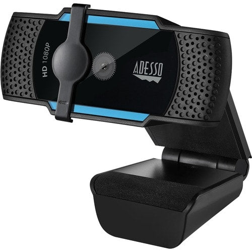 Adesso CyberTrack H5 1080P Webcam - 2.1 Megapixel - 30 fps - USB 2.0 - Auto Focus - Built-In MIC - Tripod Mount - Privacy Shutter Cover - 1920 x 1080 Video - Works with Zoom, Webex, Skype, Team, Facetime, Windows, MacOS, and Android Chrome OS 0783750010788