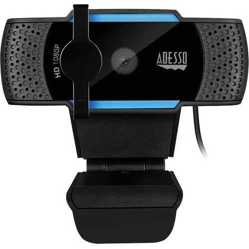 Adesso CyberTrack H5 1080P Webcam - 2.1 Megapixel - 30 fps - USB 2.0 - Auto Focus - Built-In MIC - Tripod Mount - Privacy Shutter Cover - 1920 x 1080 Video - Works with Zoom, Webex, Skype, Team, Facetime, Windows, MacOS, and Android Chrome OS 0783750010788