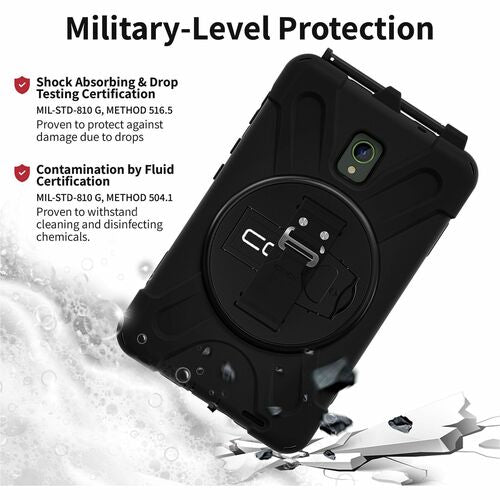 Rugged phone case with military-level protection features on a white background