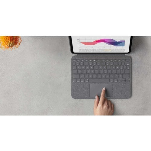 Logitech Combo Touch Keyboard/Cover Case (Folio) for 10.9" Apple, Logitech iPad (10th Generation) Tablet - Oxford Gray - Scrape Resistant, Bump Resistant, Slip Resistant - Woven Fabric Exterior Material - 7.5" Height x 10" Width x 0.8" Depth 920-011433 0097855182210