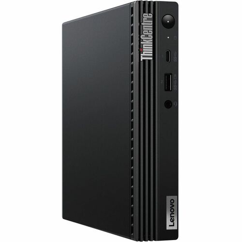 Lenovo ThinkCentre mini tower computer on a white background