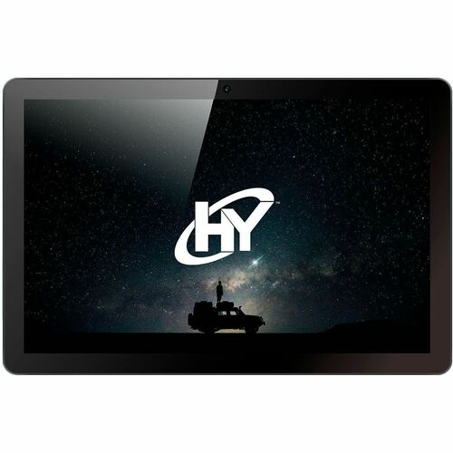 Tablet with a starry night scene and 'HY' logo on the screen