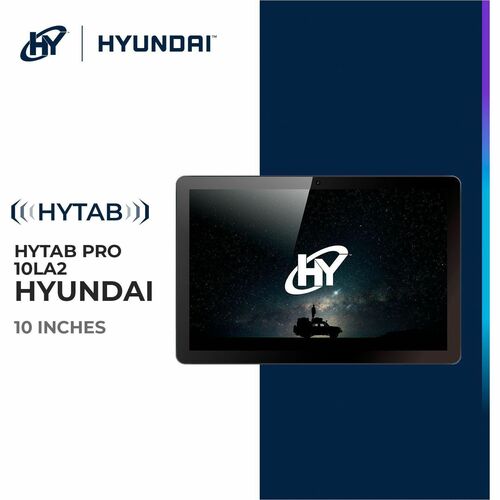 Hyundai HYTAB Pro 10LA2 tablet with brand logo on a white and blue background