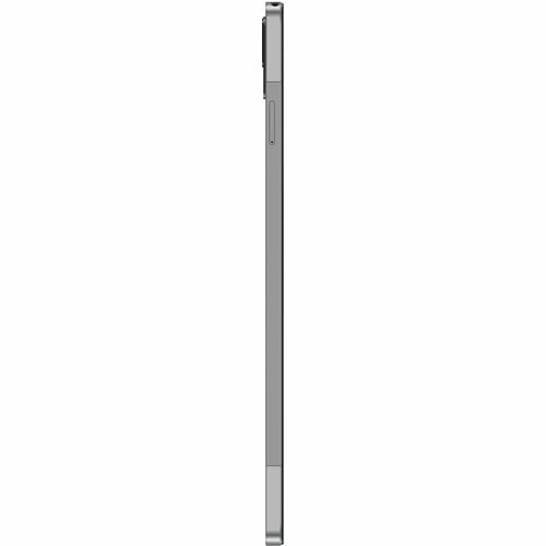 Silver tablet with stylus on a white background