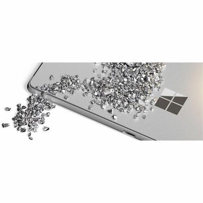 Silver phone with diamond-like crystals spilling out on a white background