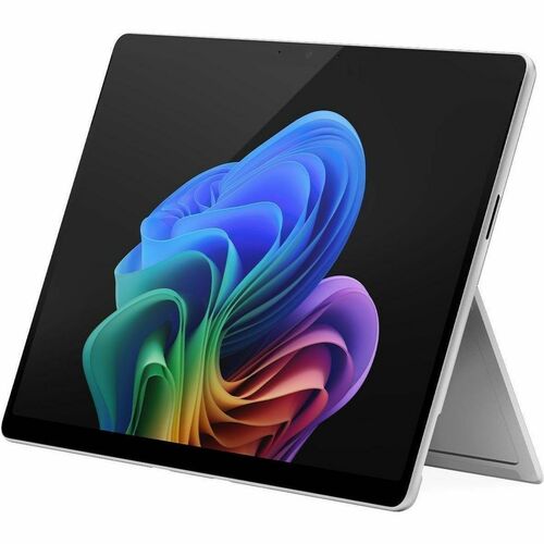 Tablet with a colorful abstract design on the screen against a white background
