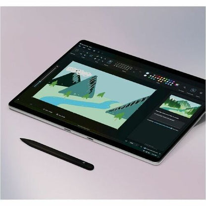 Tablet with stylus on a light gray background