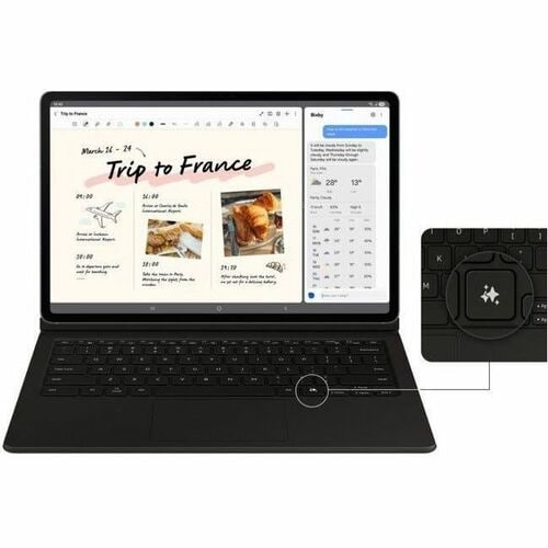 Laptop with a keyboard attached on a white background