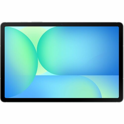 Tablet with a colorful display on a white background