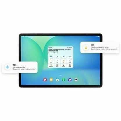 Tablet displaying a home screen with app icons on a white background