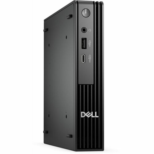 Black Dell computer tower on a white background