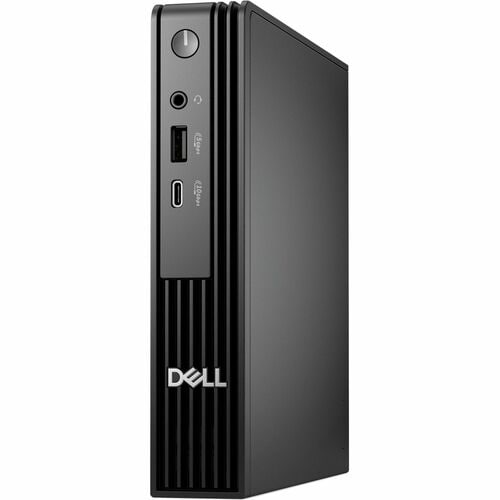 Black Dell computer tower on a white background