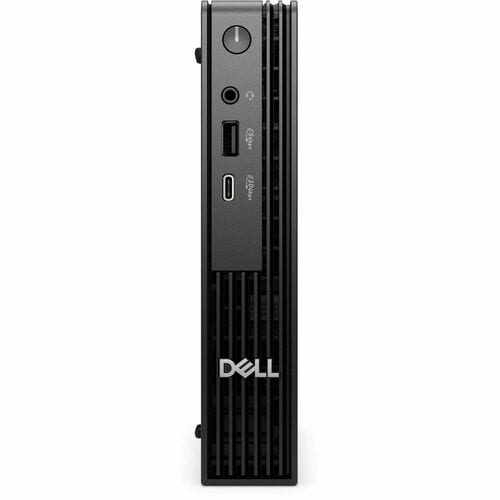 Black Dell computer tower on a white background