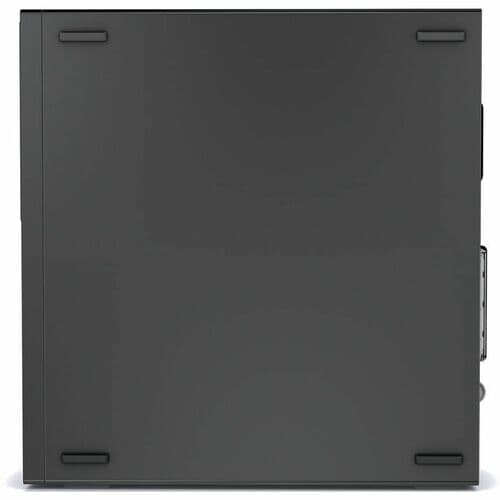 Dell Optiplex computer in black shown from the bottom.