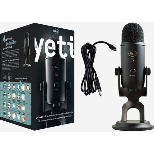 Blue Yeti Wired Condenser Microphone - Stereo - 20 Hz to 20 kHz - Cardioid, Bi-directional, Omni-directional - Desktop, Stand Mountable, Side-address - USB 988-000100 0836213002070